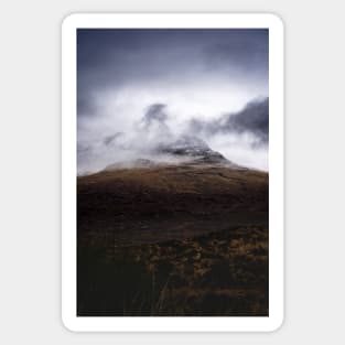 Misty Mountain Top in Isle of Skye Scotland Moody Photograph Sticker